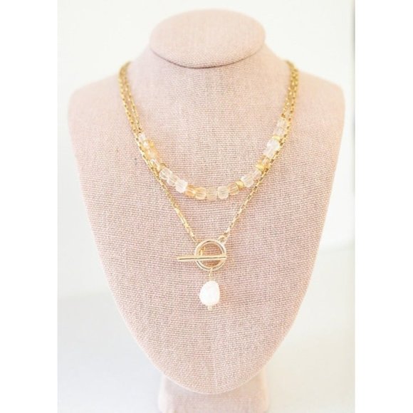 Waterproof Gold Toggle Necklace with Baroque Pearl Gold Chain Necklace Pearl - Picture 4 of 9